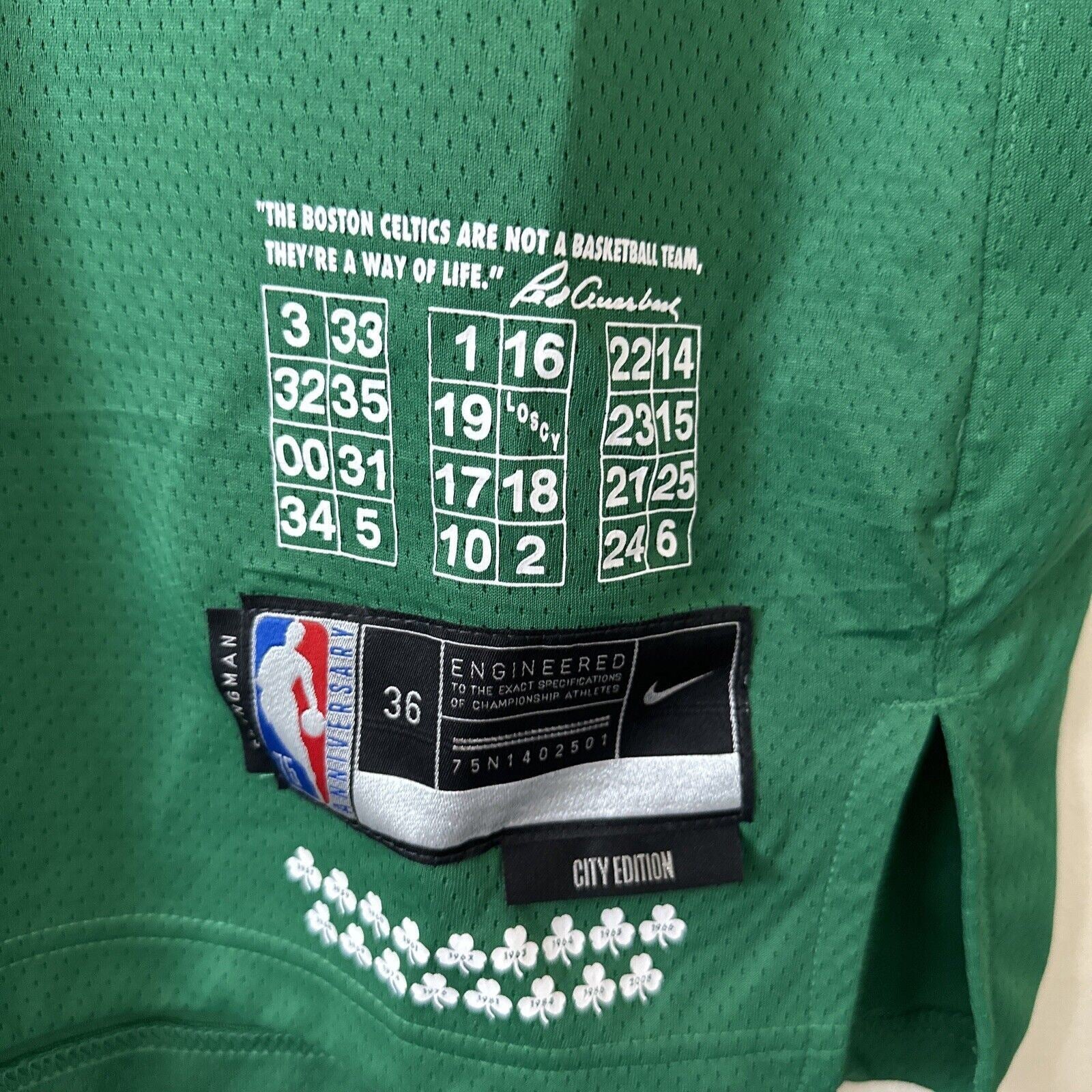 Nike NBA Boston Celtics City Edition 75th Anniversary Jersey Mens XS